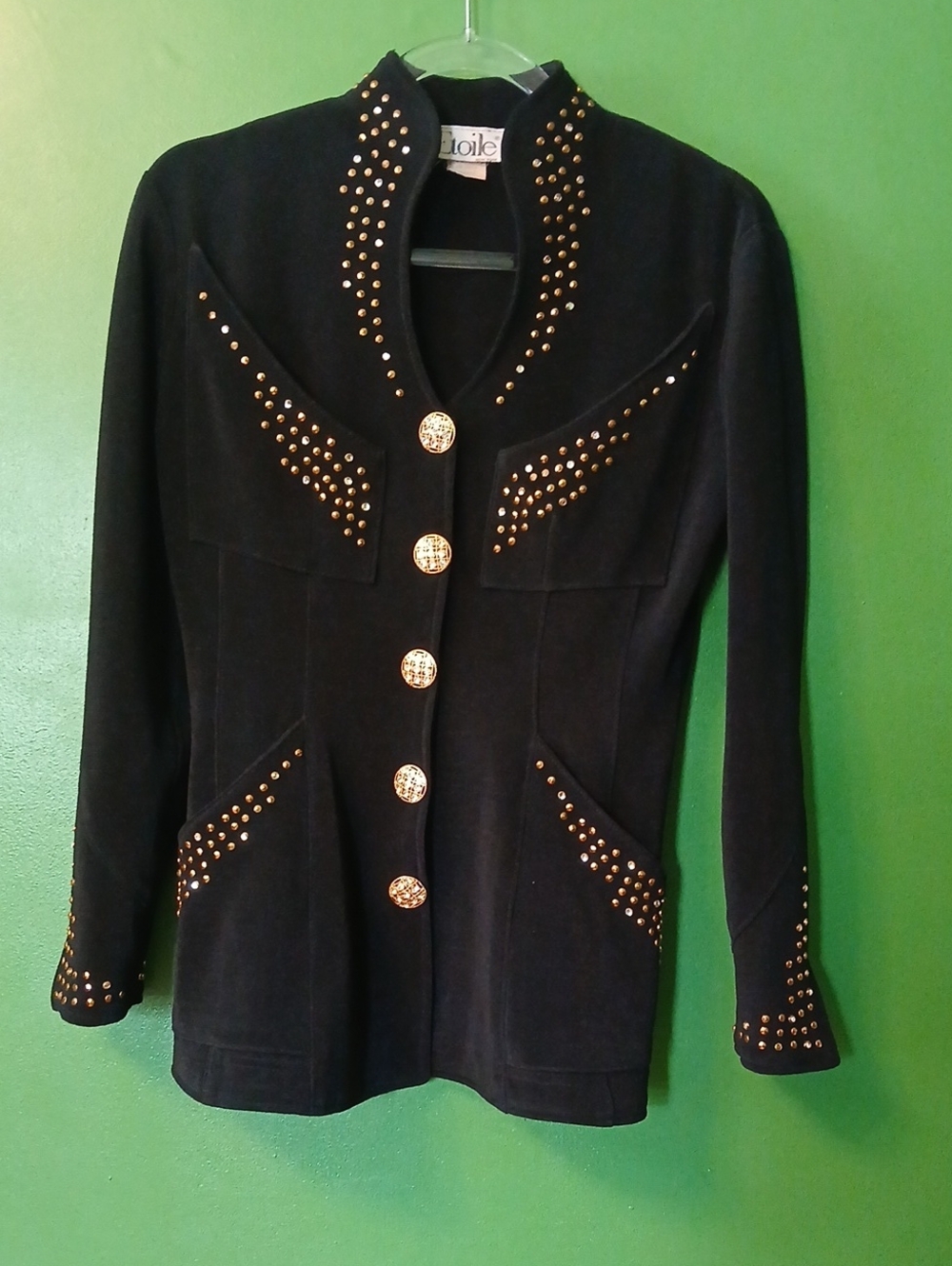 Etoile Ny Black Studded Women's Jacket with Gold Buttons
